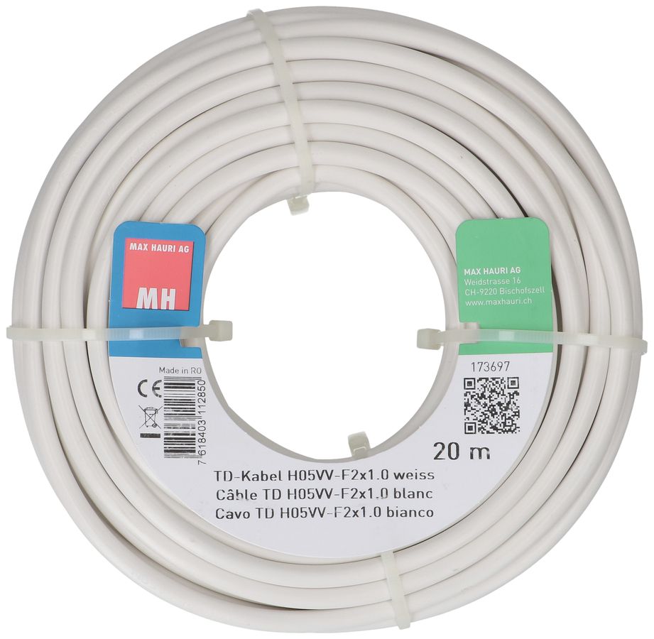 câble TD H05VV-F2X1.0 20m blanc