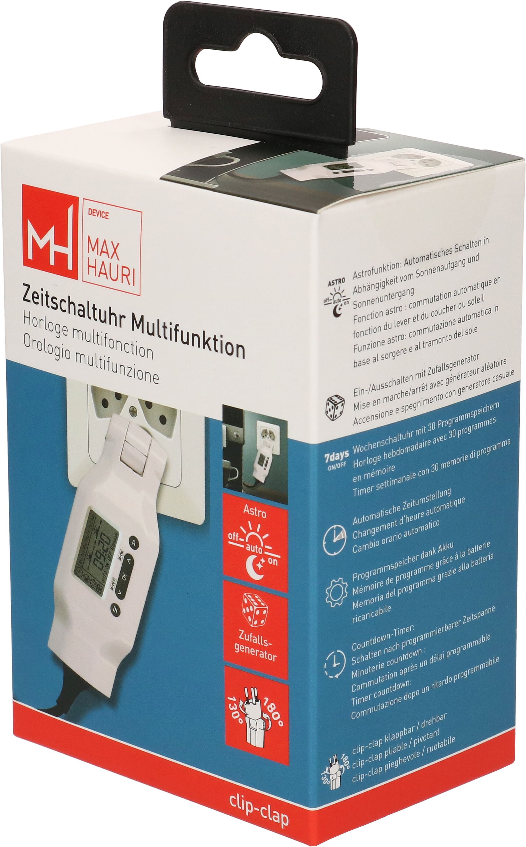programmateur horaire multifonctionnel numériques clip-clap blanc