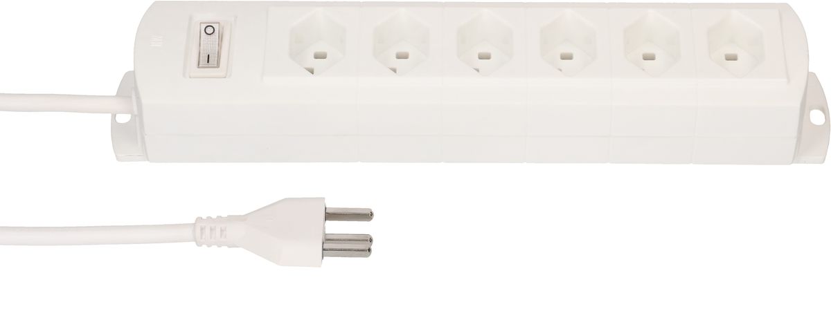 multiprise Prime Line 6x type 23 blanc interrupteur 5m