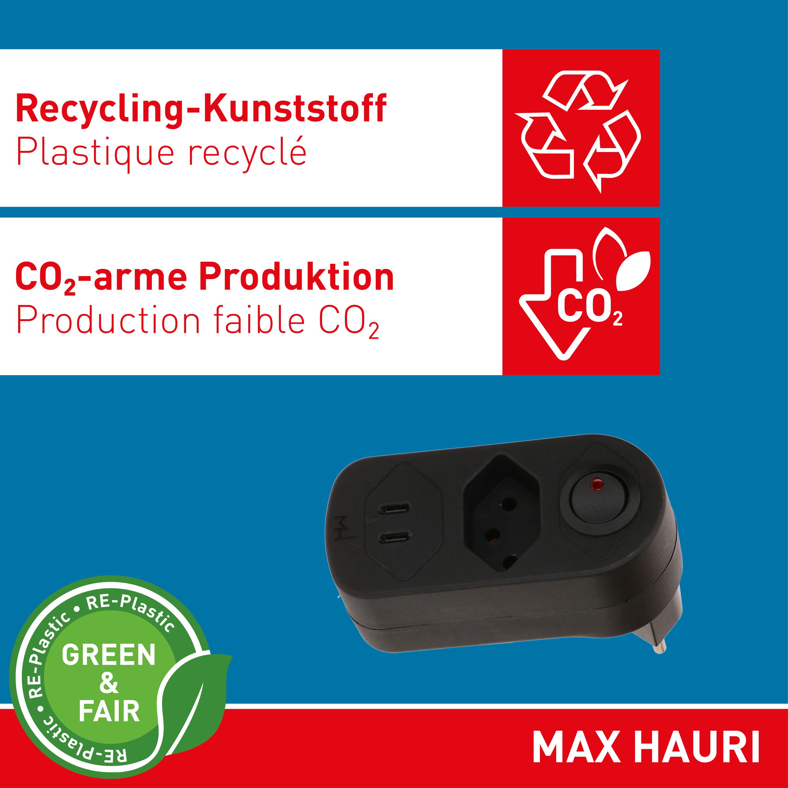 multi adaptateur ADAPT 1x type 13 USB-C/C 20W nr rota. Green+Fair