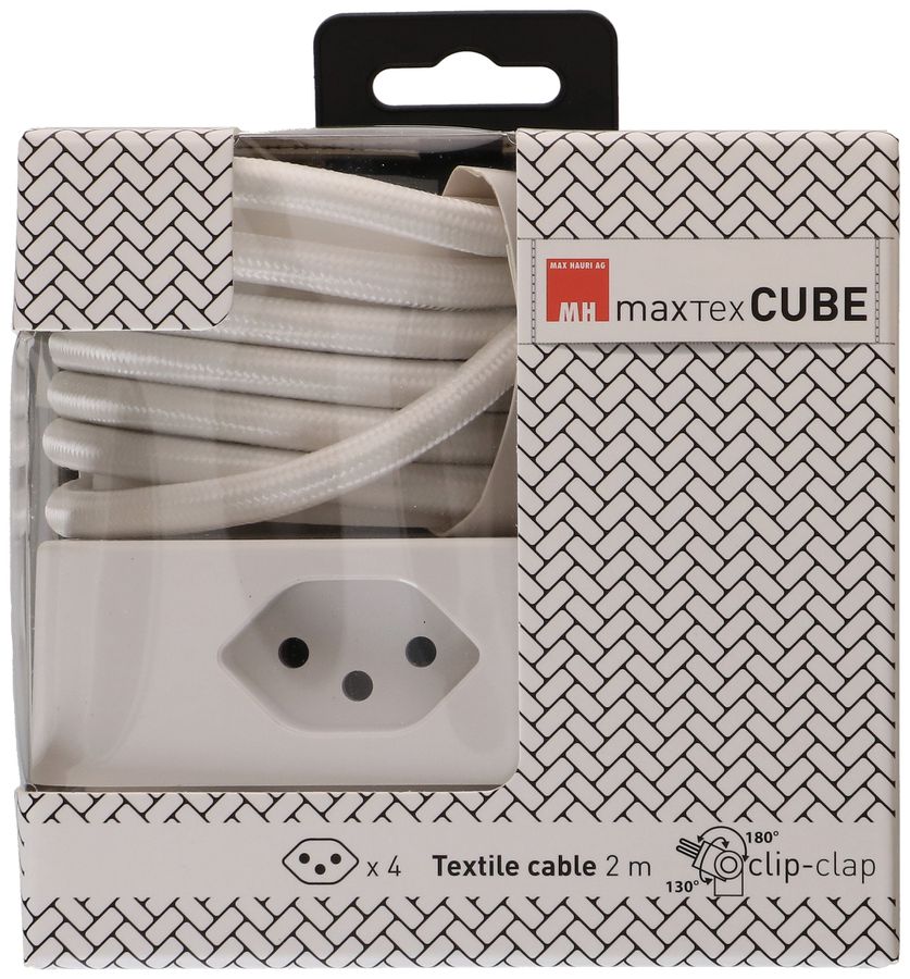 Steckdosenleiste Cube 4x Typ 13 weiss / weiss 2m clip-clap