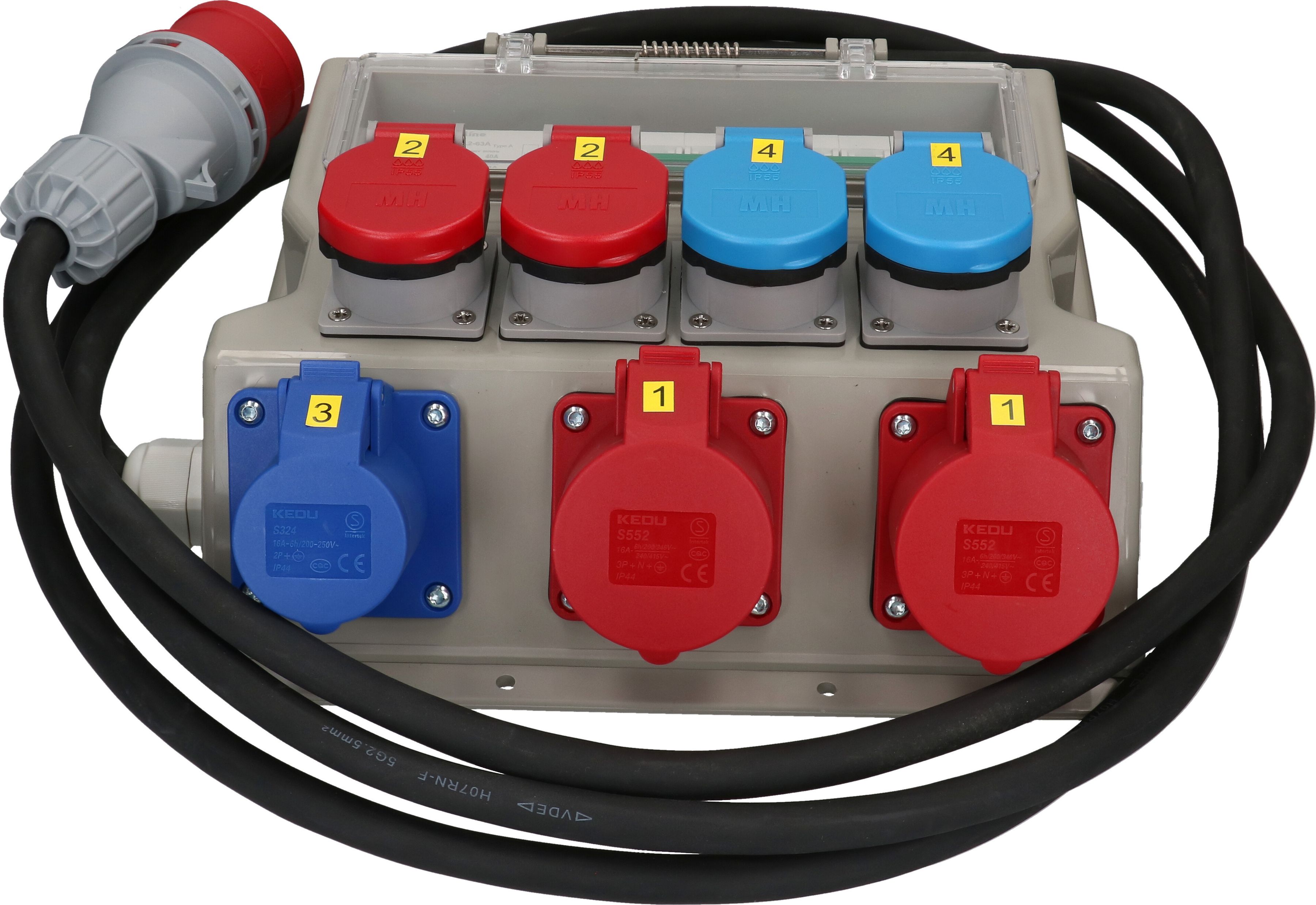 distributeur de courant CEE16-5 / CEE16/type 23 +25 IP55 FI+LS gr