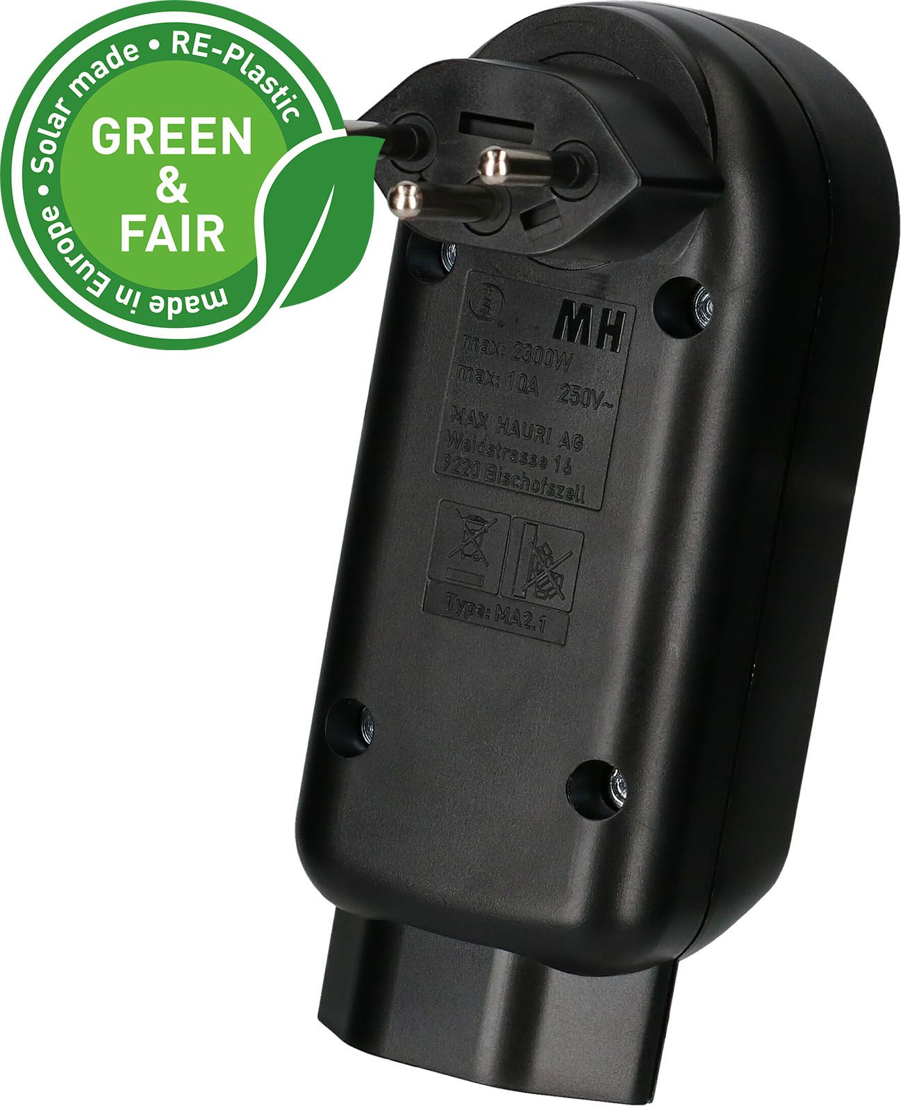 multi adaptateur ADAPT 2+1x type 13 noir rotatif Green+Fair