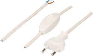 TDLF câble secteur H03VVH2-F2x0.75 1.5m blanc interrupteur T26