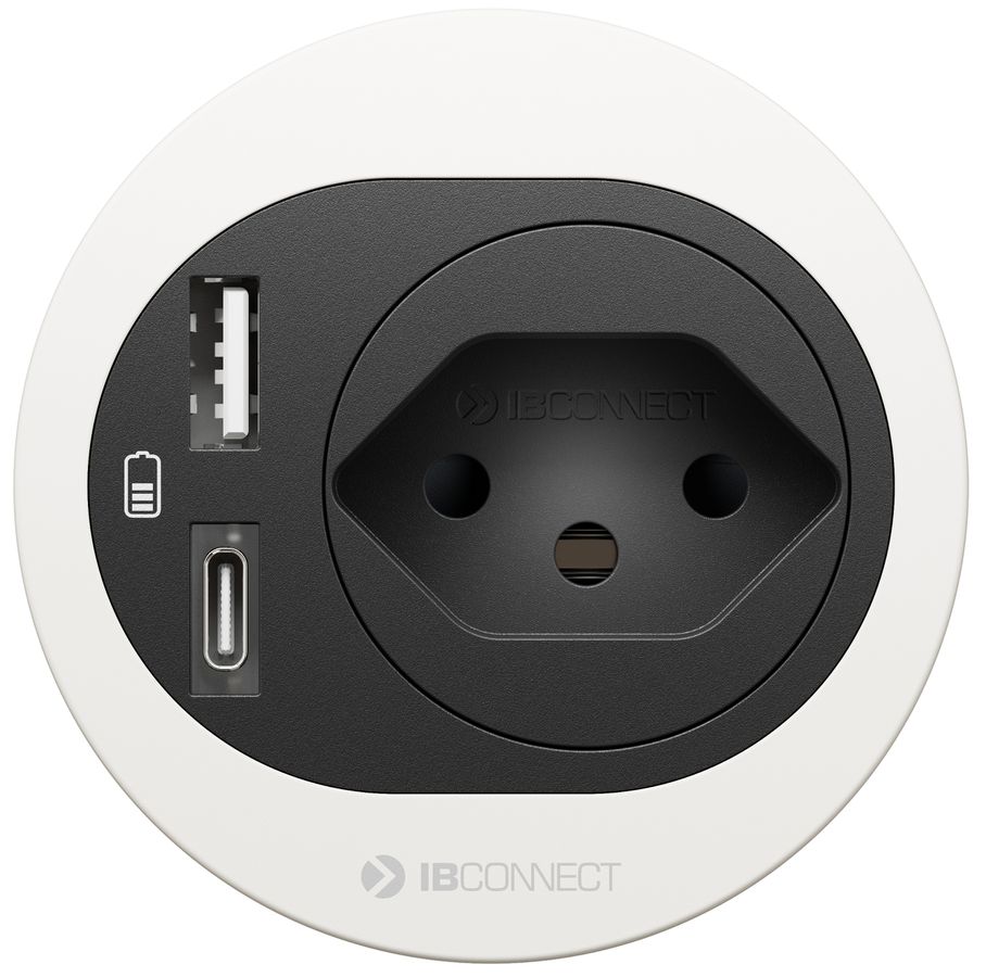 ATOM Steckdoseneinheit weiss 1x Typ 13 1x USB-A 1x USB-C