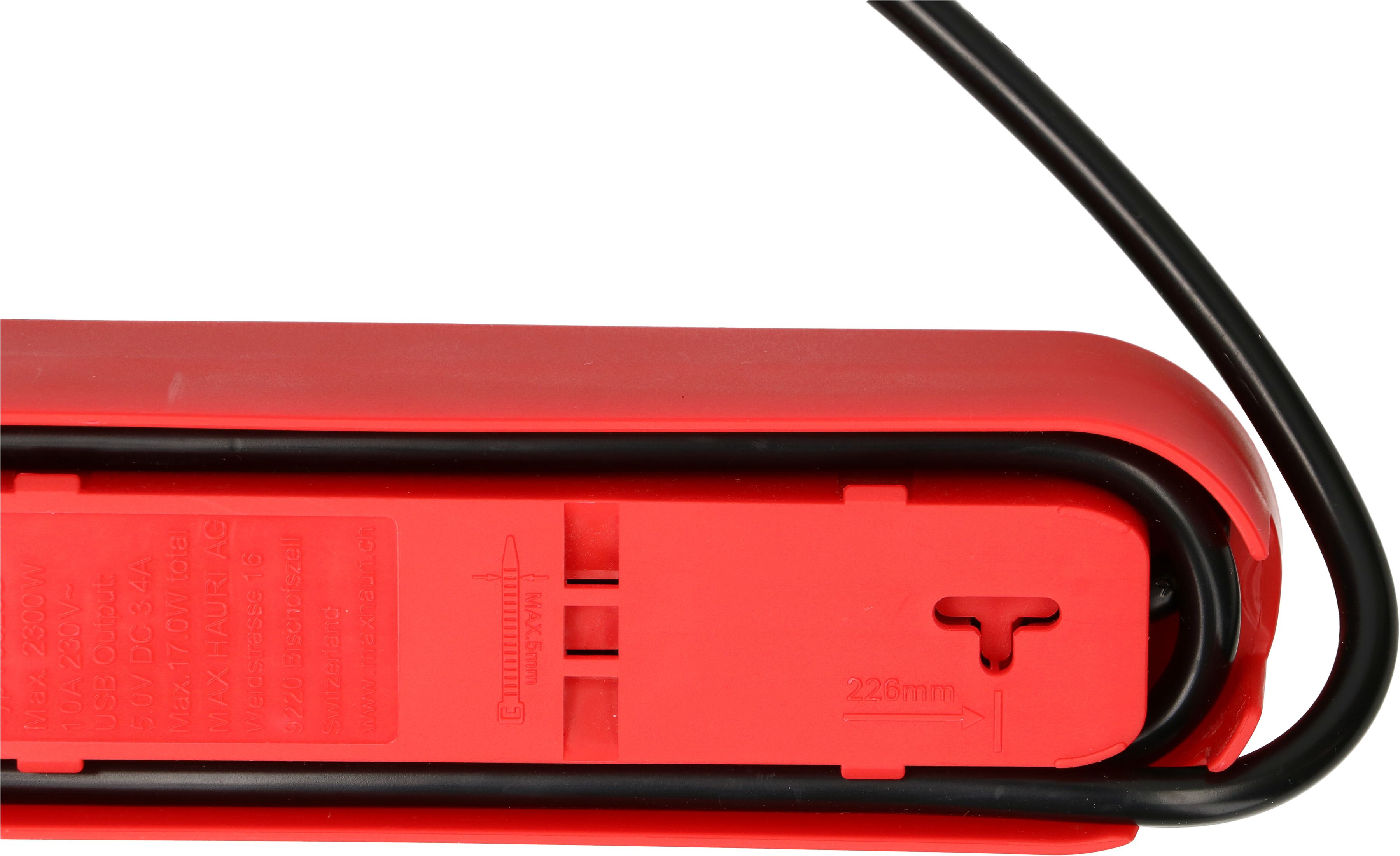 multiprise Design Line 6x type 13 rouge/noir interrupt. 2.2m plat