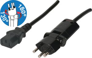 câble d'appareil TD H05VV-F3G0.75 2m noir type 12 clip-clap/C13