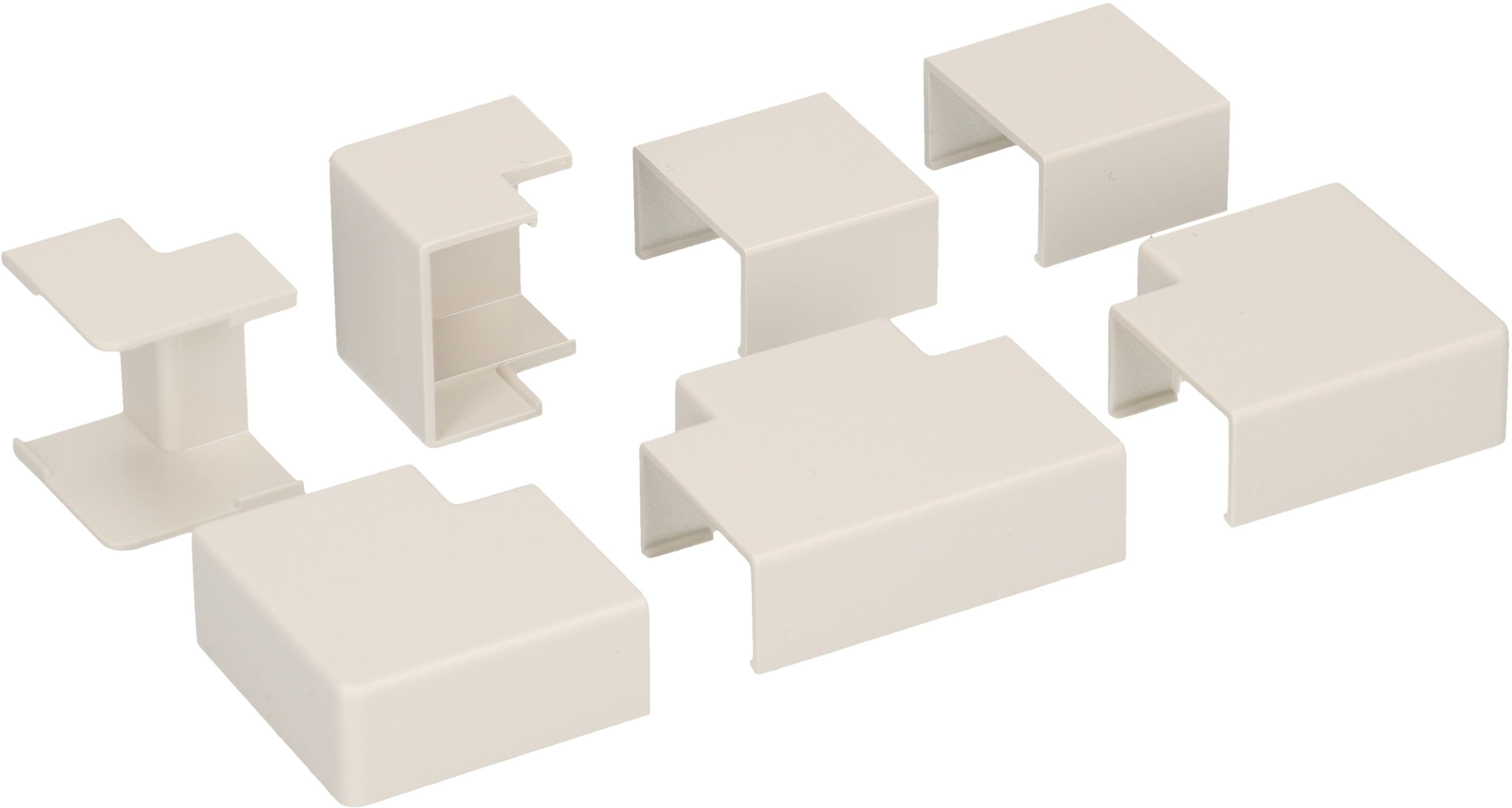 Raccords de goulotte 21x11.5mm blanc assorti 7 pcs.