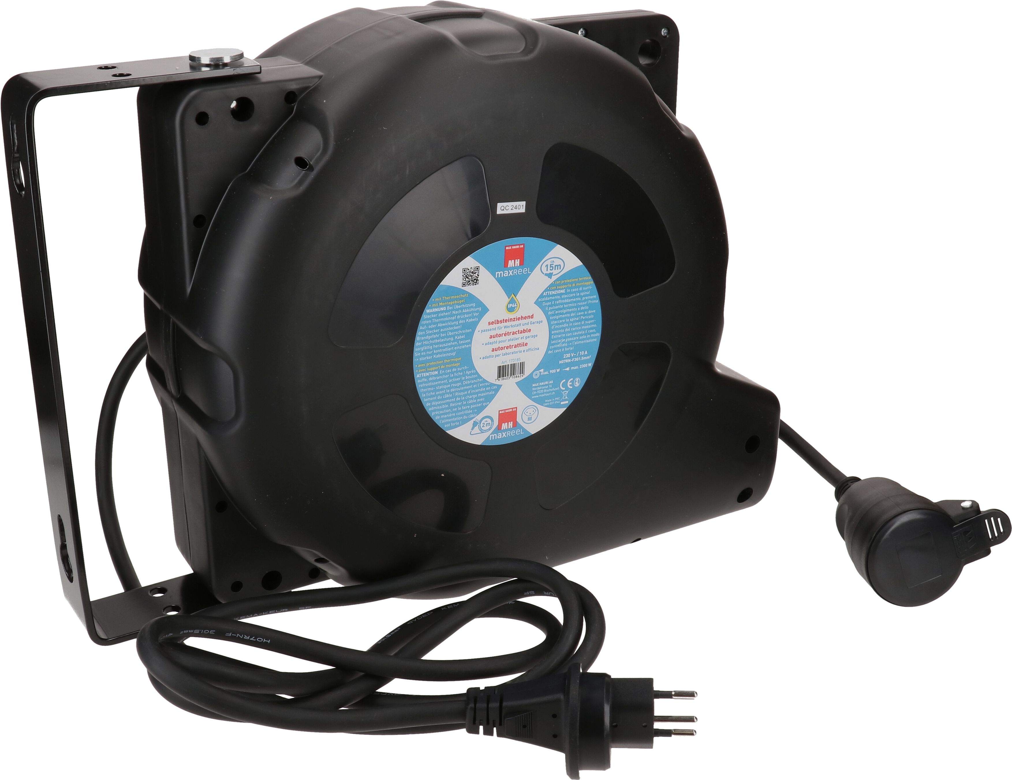 enrouleur de câble automatique type 13 IP55 15m noir