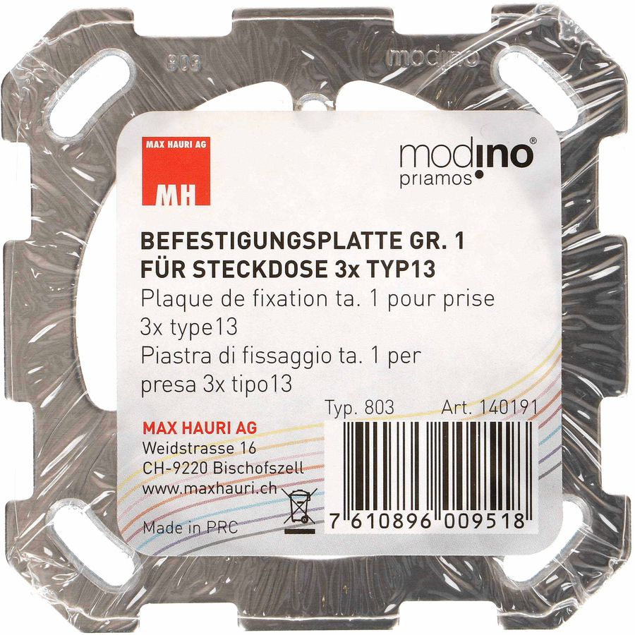 plaque de fixation ta.1x1 avec fixation en 3 points modino