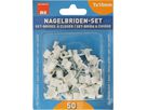 set bride à clouer 7x10mm blanc pour câble plat / 50 pièces