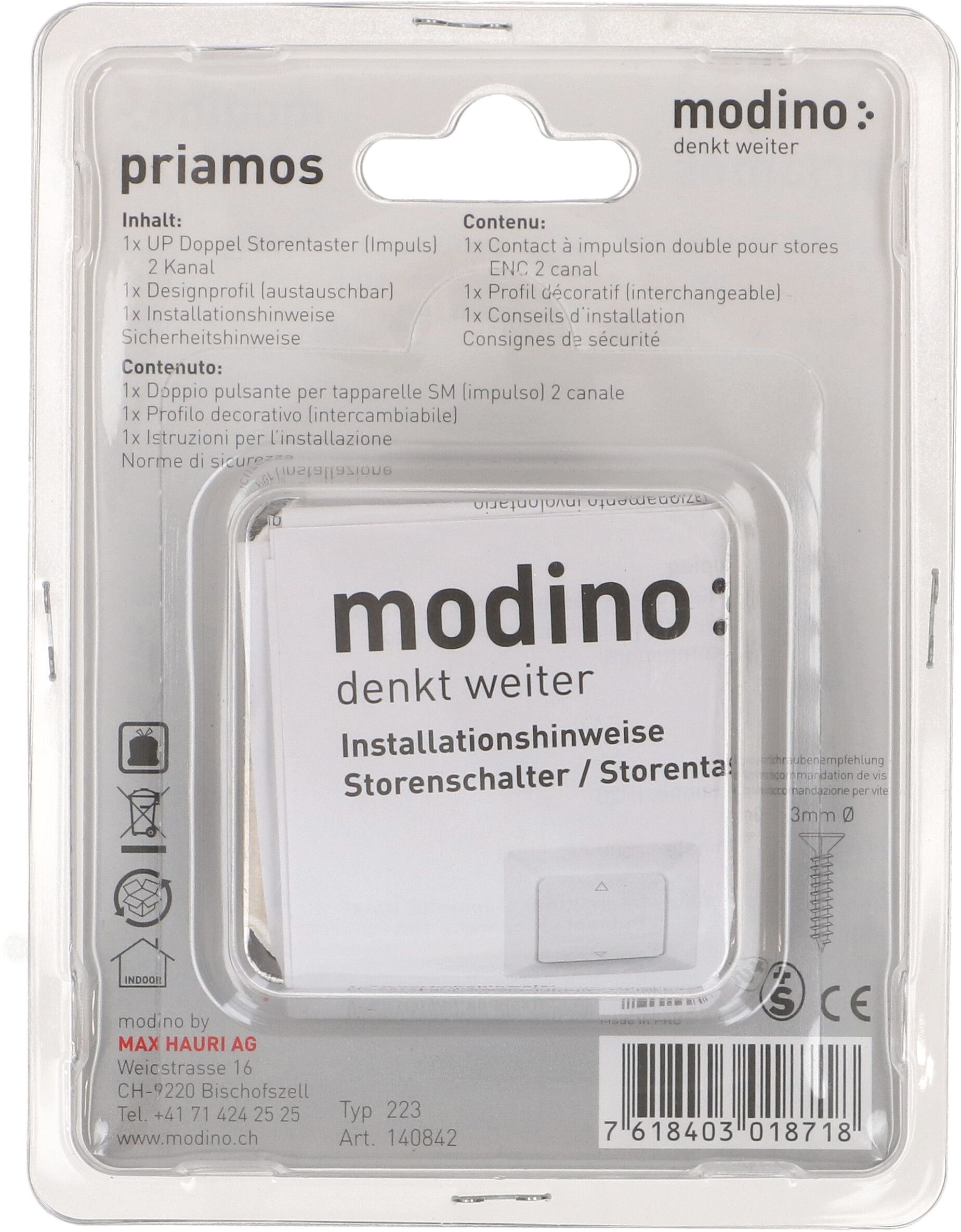 bouton-poussoir à bascule double 2x stores ENC priamos blanc