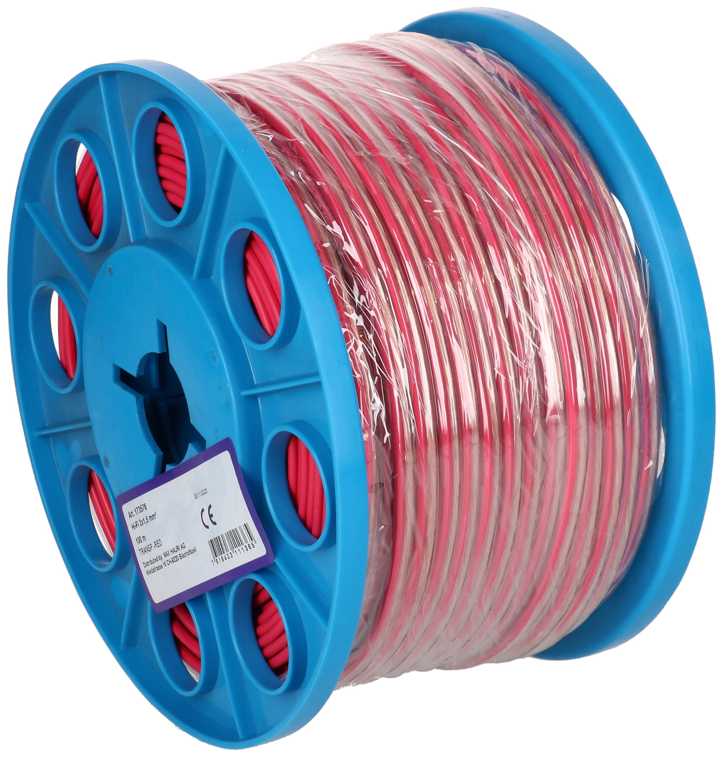 câble de haut-parleur 2x1.5mm² transparent