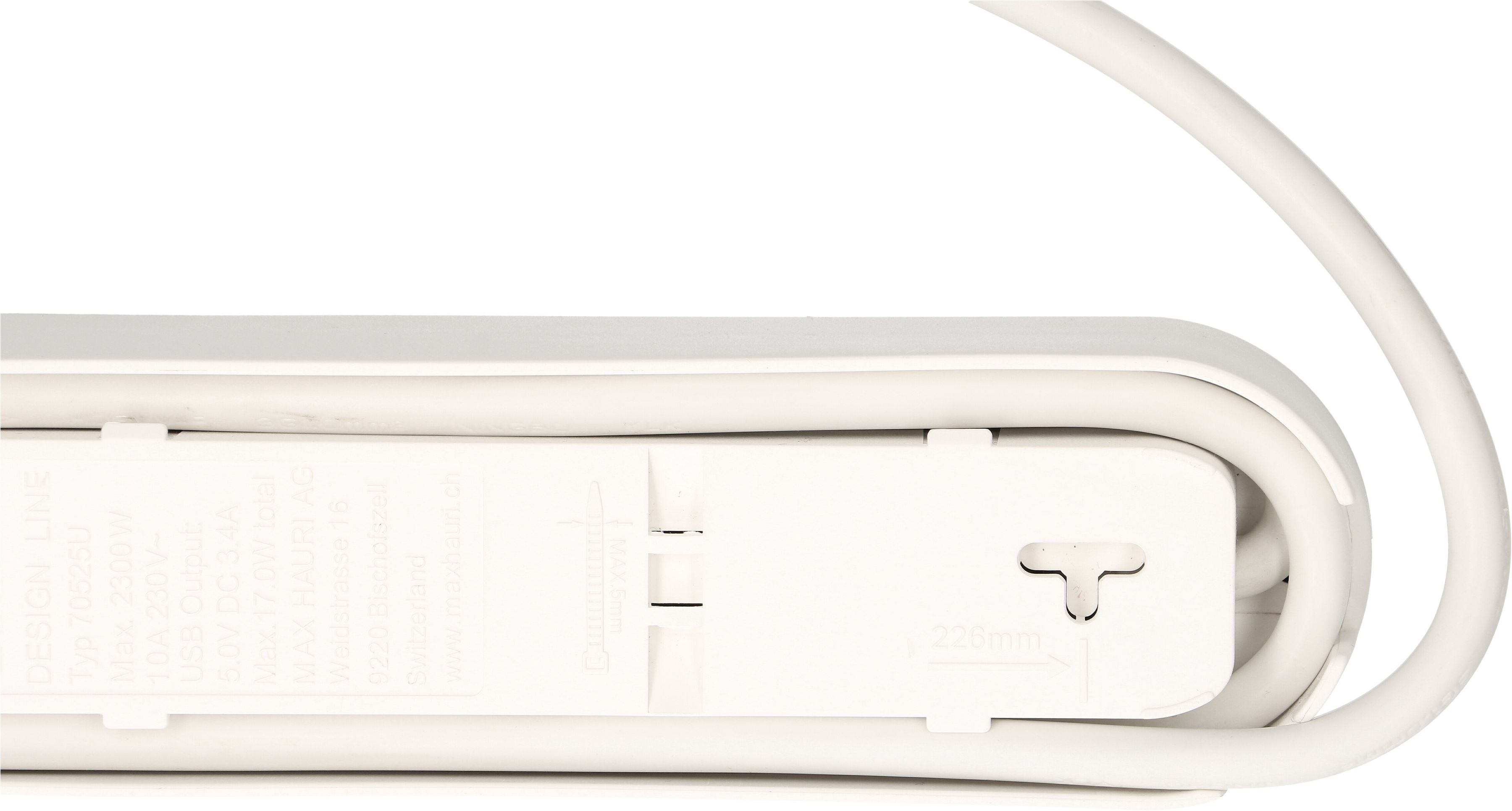 multipresa Design Line 5x tipo 13 USB A+C bi/ne interr. 2.2m pia.