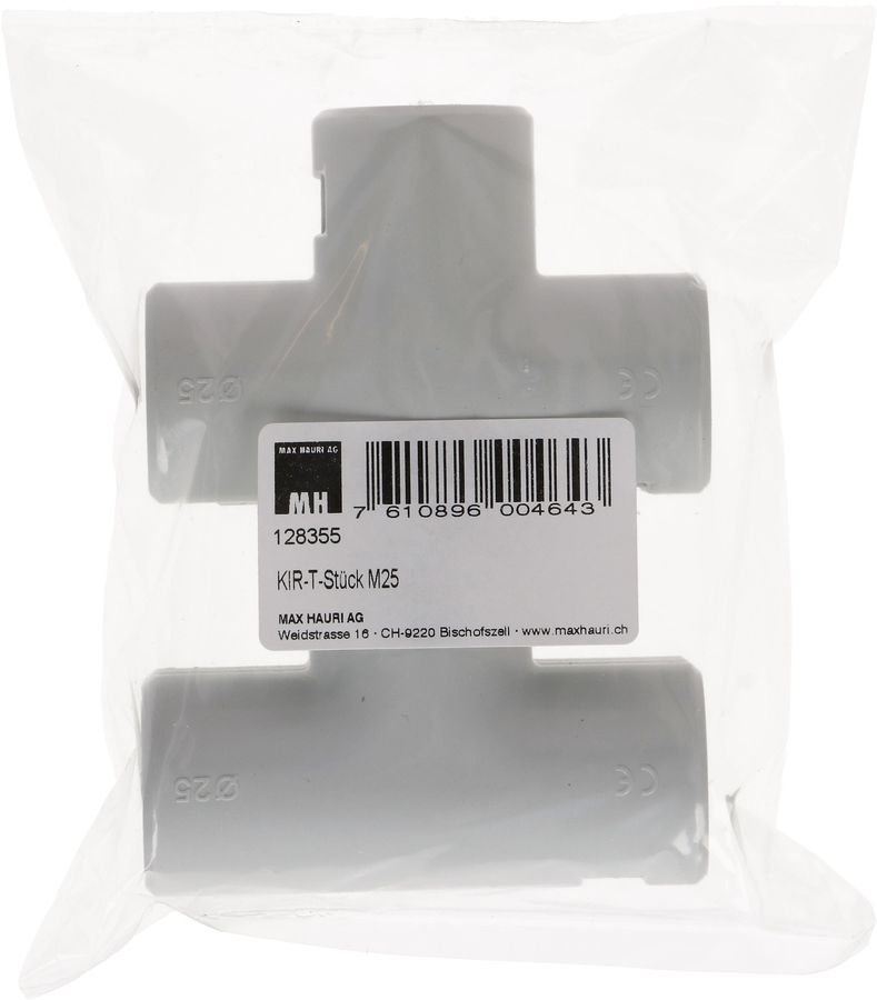 raccord T TIT M25 en 2 parties gris / 3 pièces