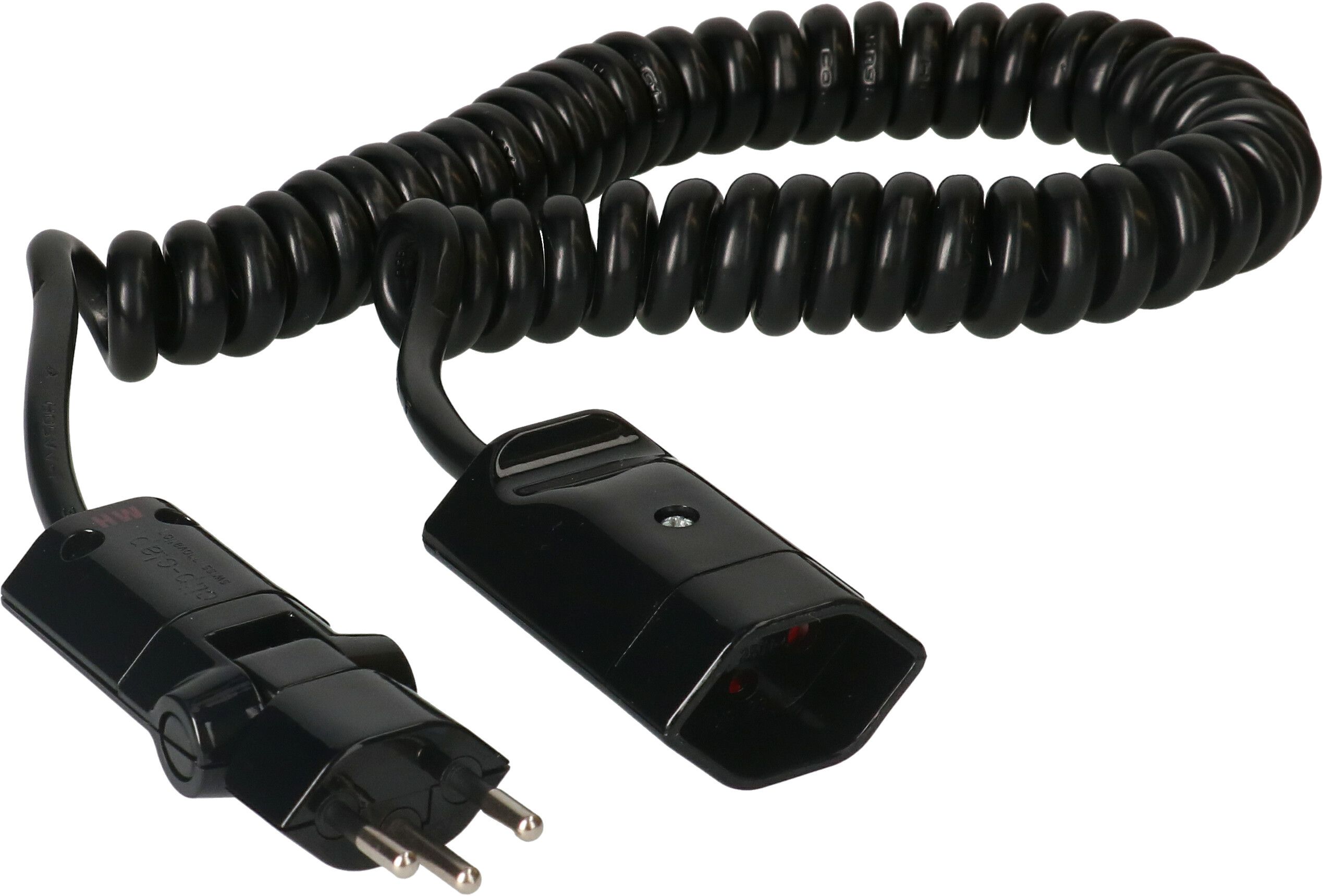 prolunga TD spiralato H05VV-F3G1.0 2m nero tipo 12 / tipo 13