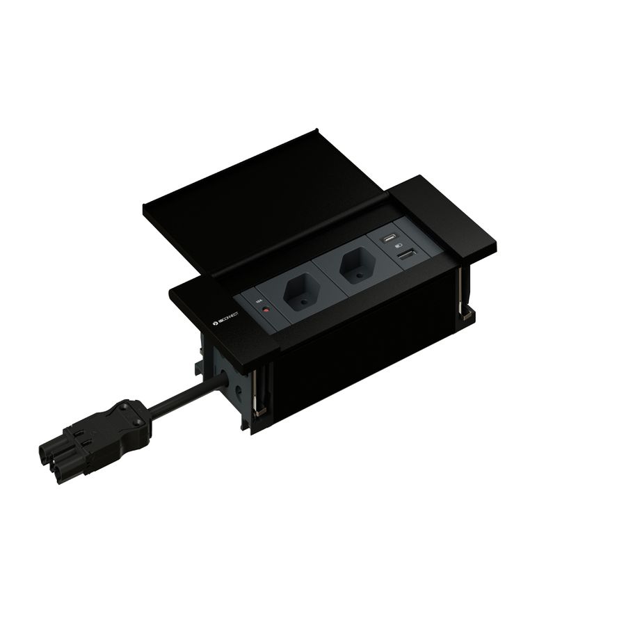 NEXO presa multipla nero 2x tipo 13 1x USB-A/C