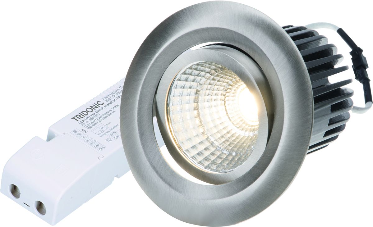 LED-Einbauspot MOVE Ø68 DALI Nickel gebürstet 3000K 920lm 38°