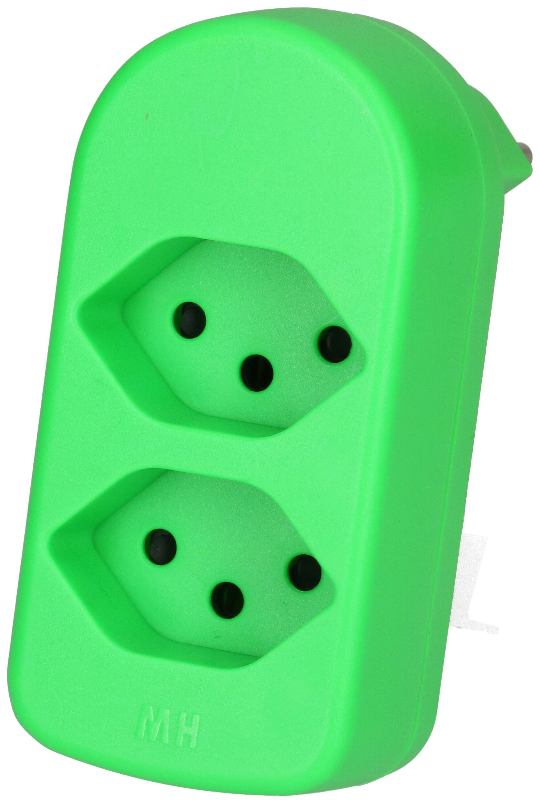 Multi adaptateur ADAPT 2x type 13 vert fluo rotatif BS