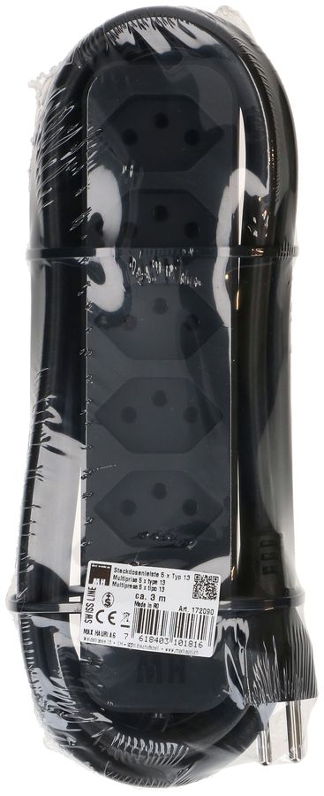 multiprise Swiss Line 5x type 13 noir 3m F3G1.5