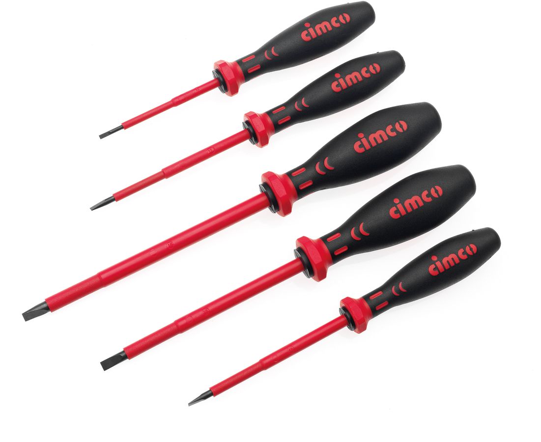 Assortiment de tournevis à lame plate pour électriciens, 5 pièces