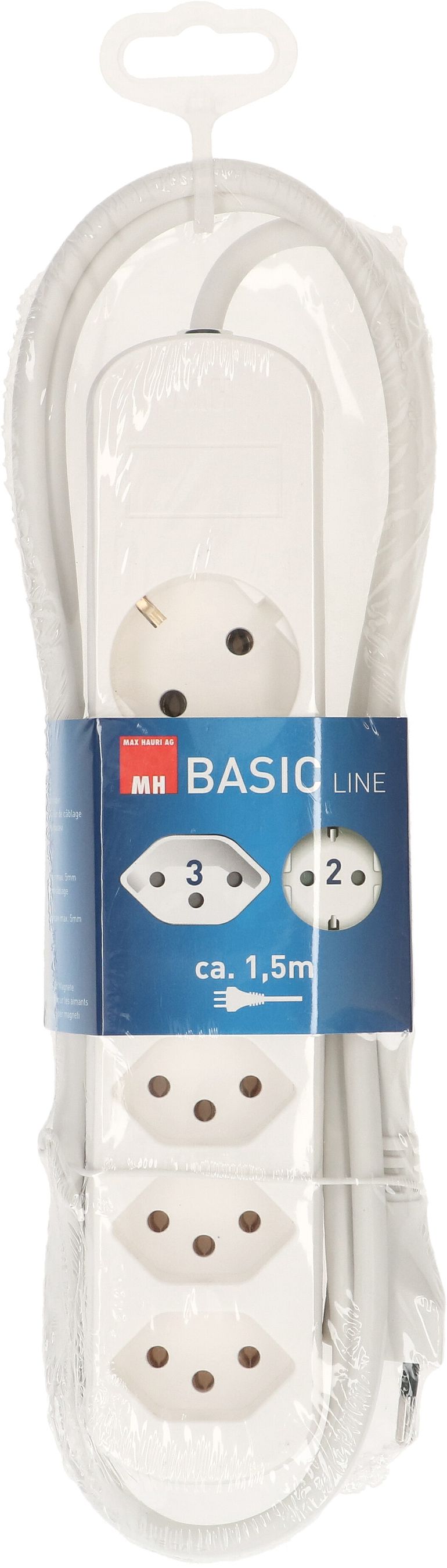 multiprise Basic Line 3x type 13 2x Schuko blanc 1.5m
