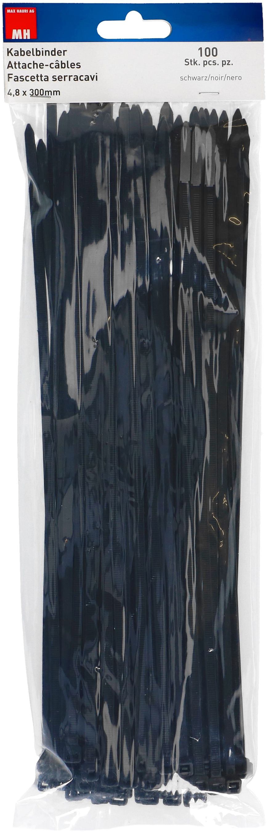 Kabelbinder schwarz 4.5x300mm / 100 Stück