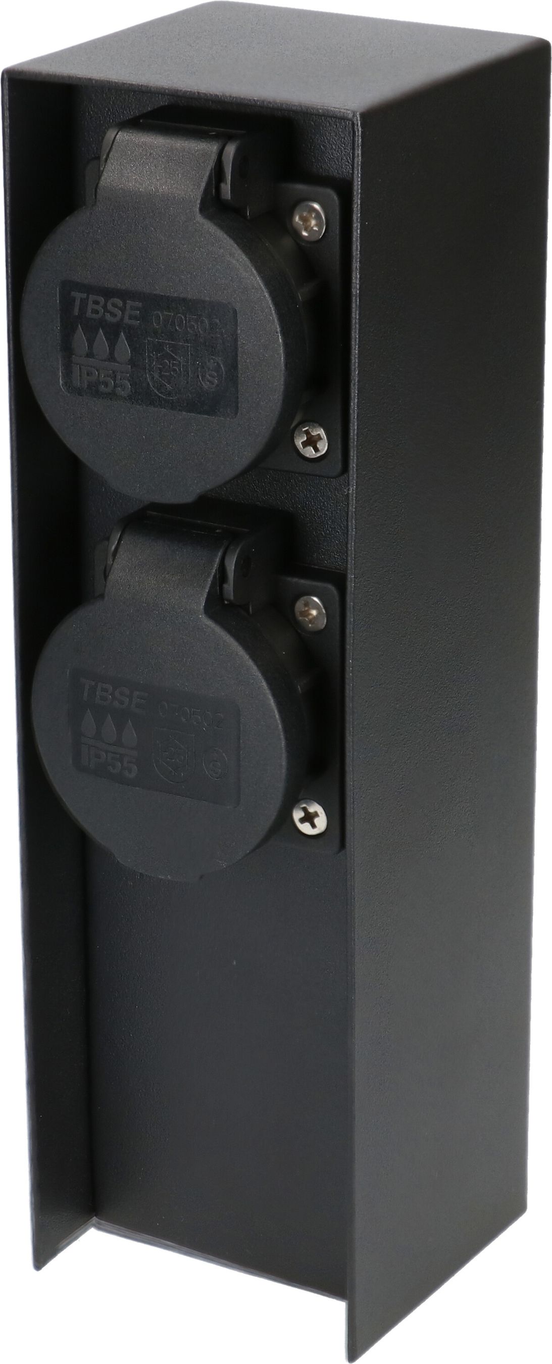 colonne de prises de jardin 2x type 13 IP55 acier noir mat