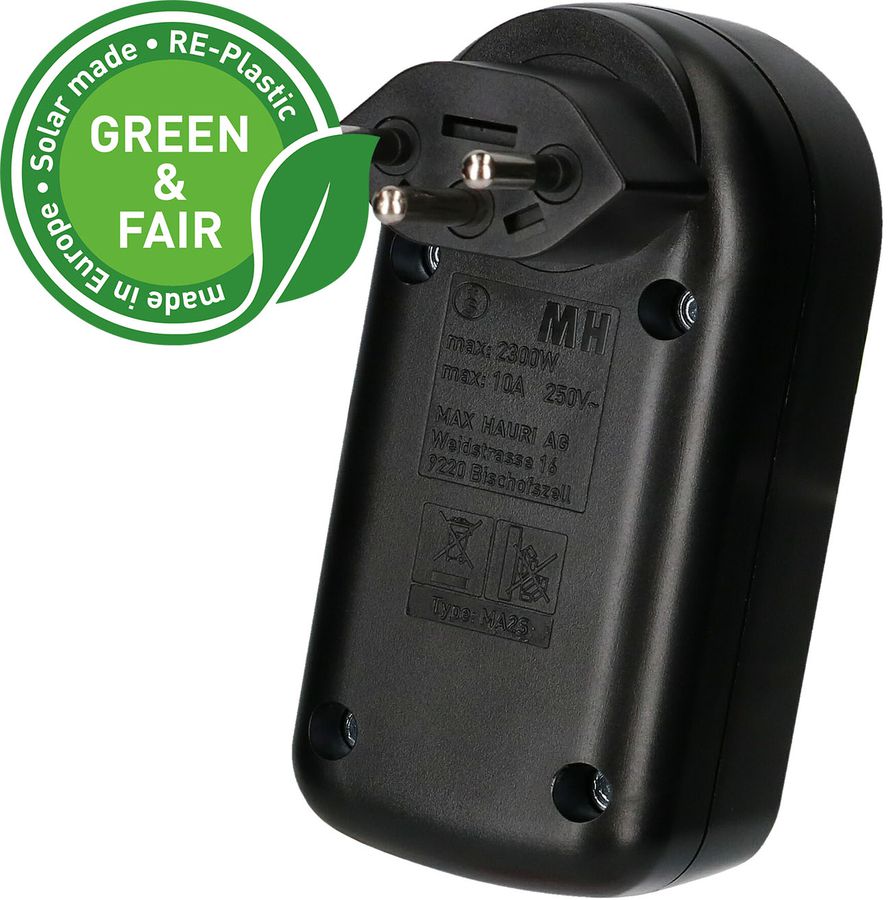 multi adaptateur ADAPT 2x type 13 noir rotatif interr. Green+Fair