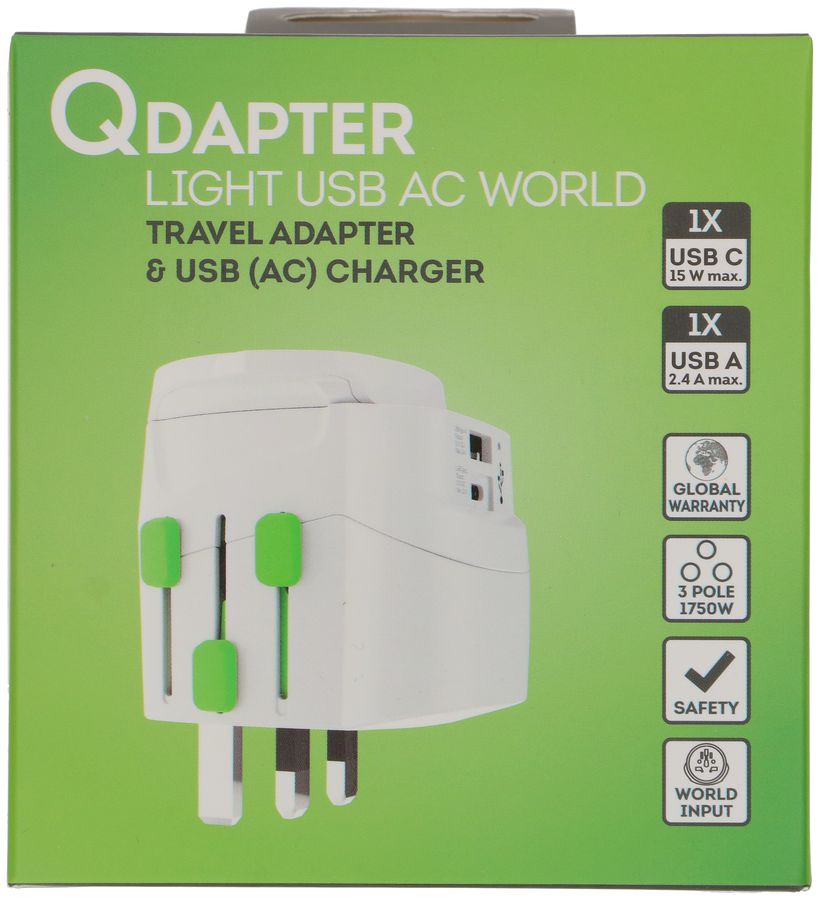Weltreiseadapter QDAPTER 2-teilig mit USB A/C