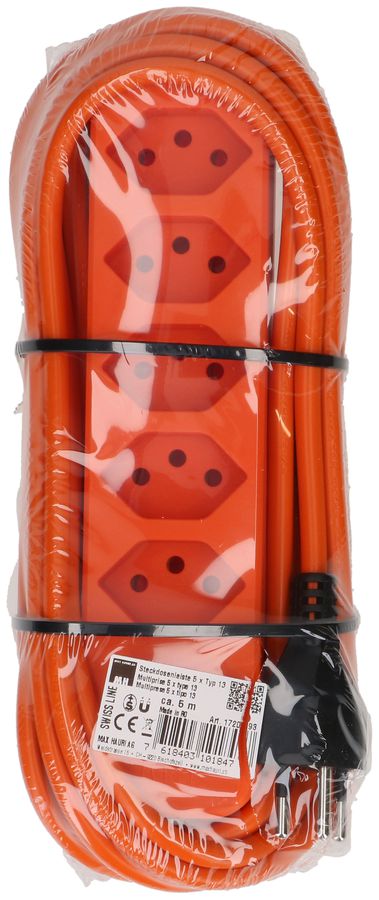 multiprise Swiss Line 5x type 13 orange aimant 5m