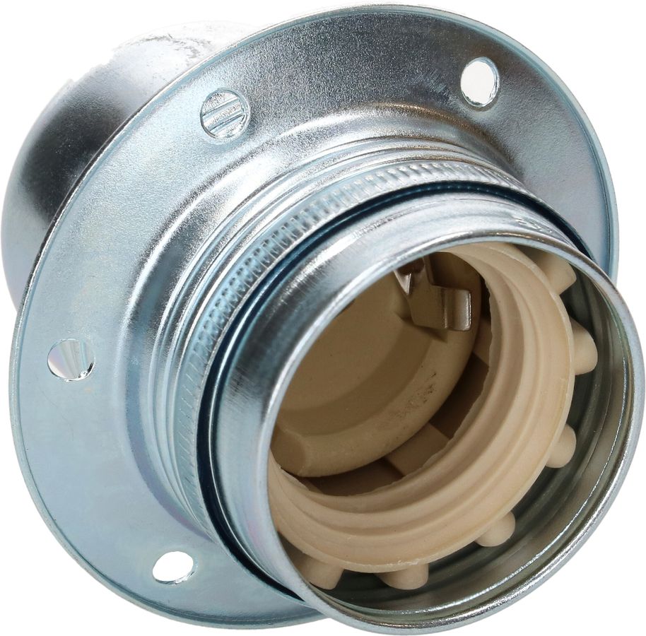 douille métal E27 avec anneau M10x1 acier chrome