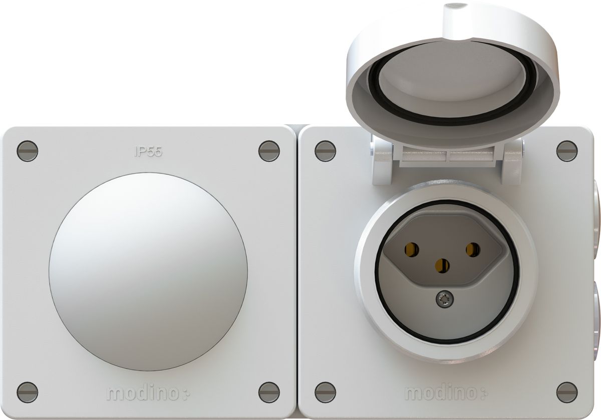 combinazione interruttore s3 / tipo 13 dim.2x1 AP exo IP55 bianco