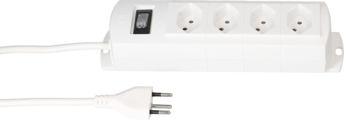 multiprise Prime Line 4x type 13 blanc interrupteur 3m