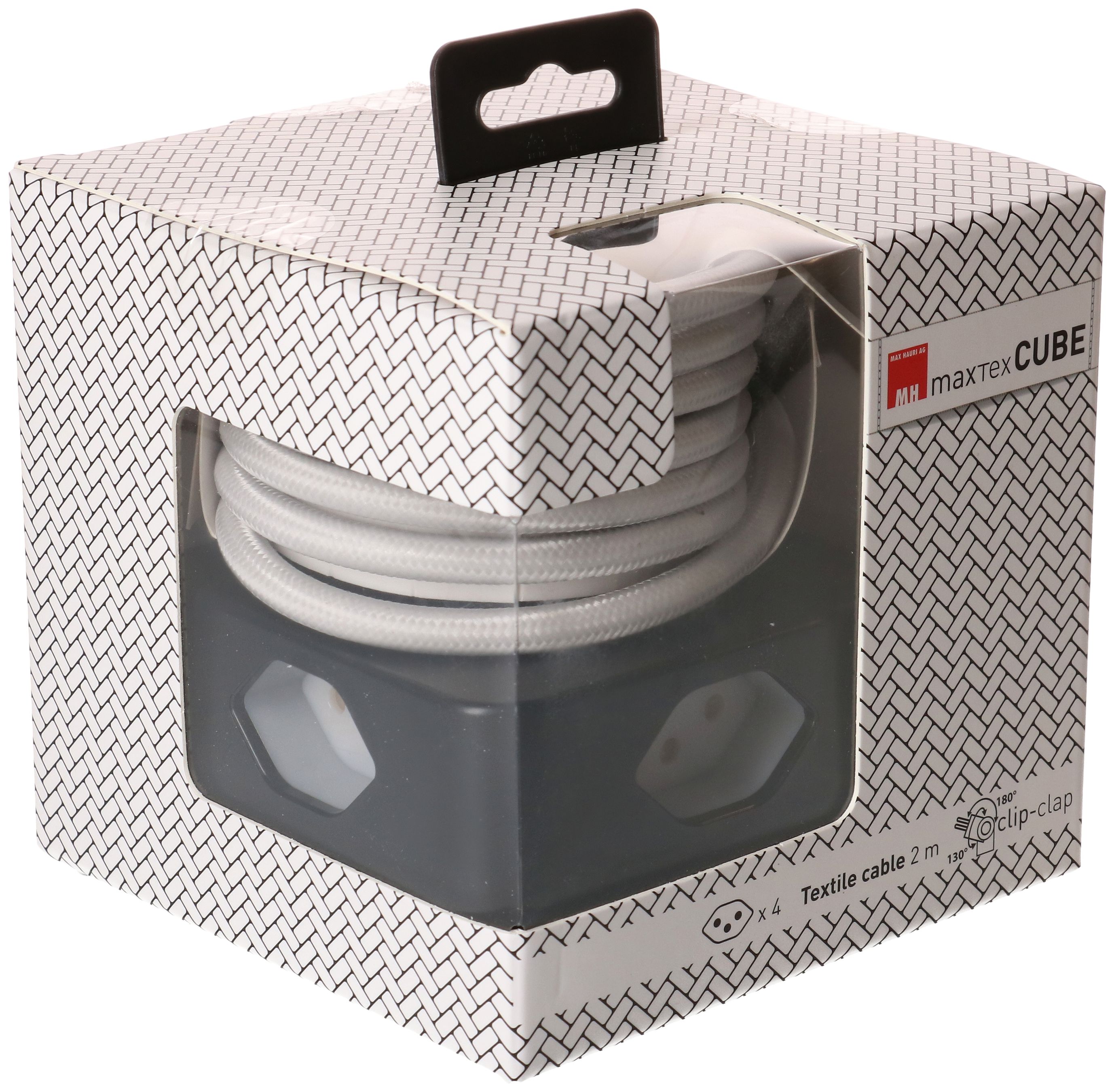 multiprise Cube 4x type 13 noir / gris 2m clip-clap