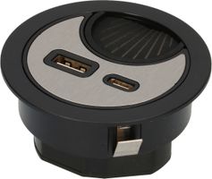 passe-câble avec USB-A et USB-C Charger noir argenté