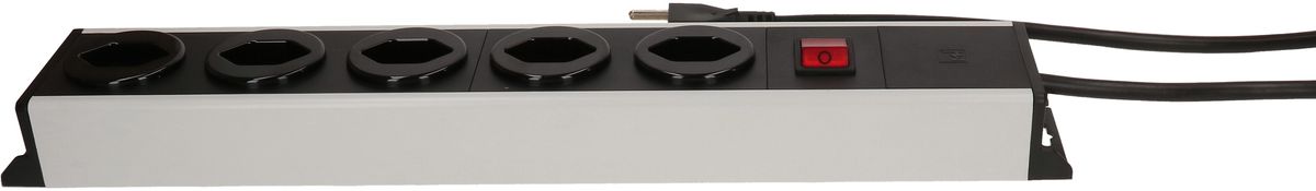 Steckdosenleiste Power Line 5x Typ 23 grau/schwarz Schalter 5.0m