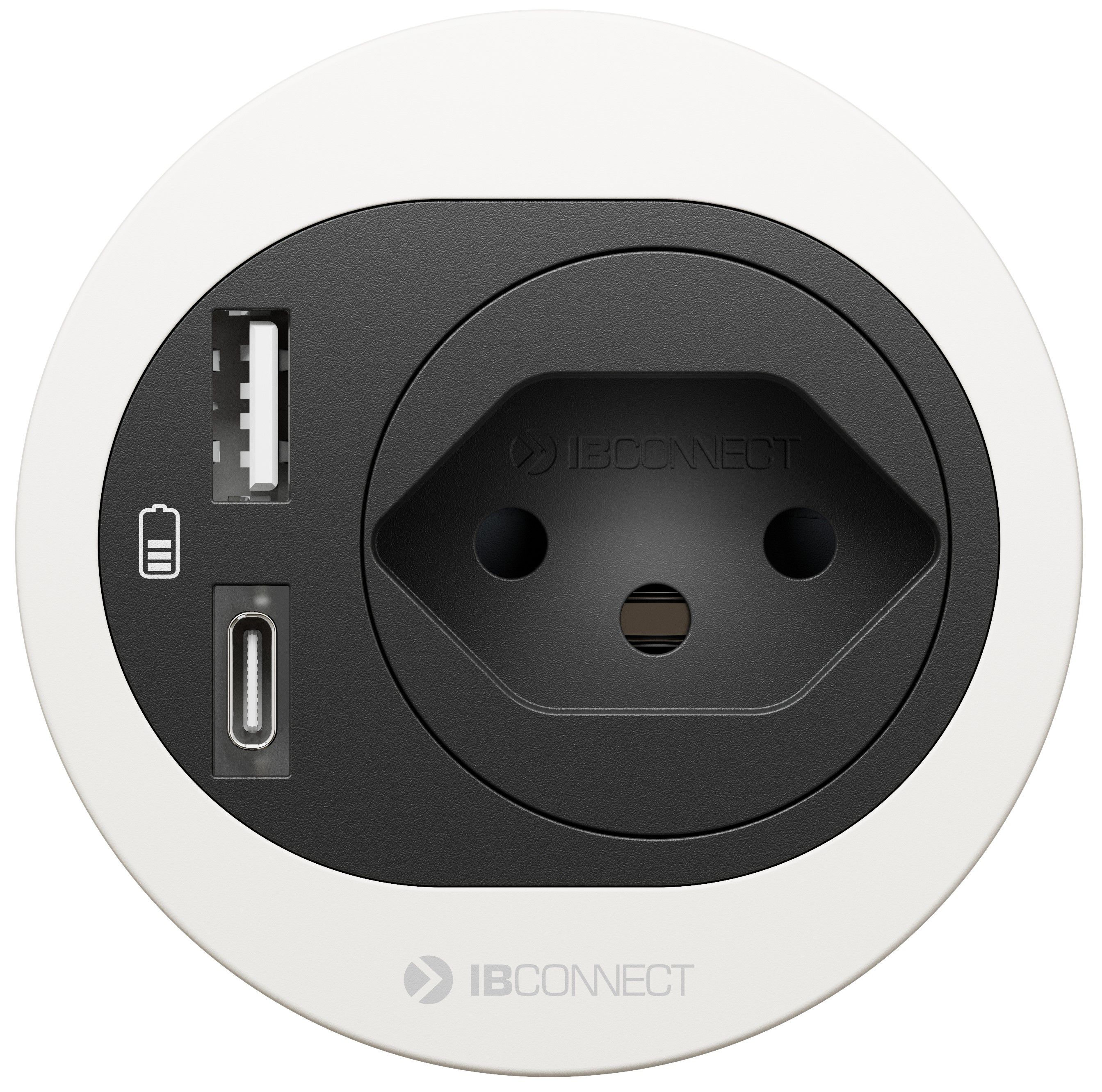 ATOM Steckdoseneinheit weiss 1x Typ 13 1x USB-A 1x USB-C