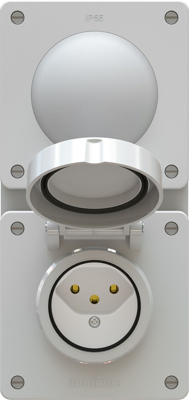 combinaison bouton NO/NF / type 13 ta.2x1 AP exo IP55 gris clair