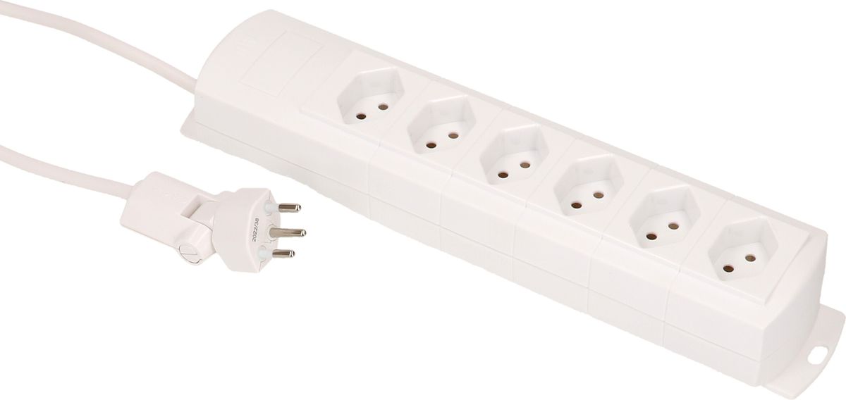 multiprise Prime Line 6x type 13 blanc aimant 3m clip-clap