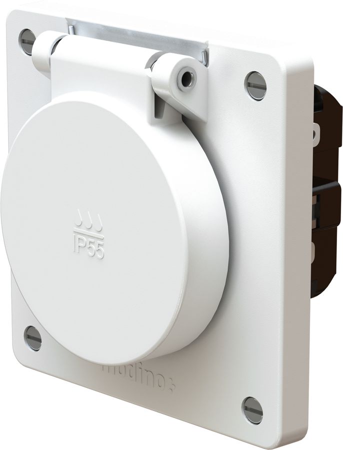 prise 1x type 13 insert avec set frontal exo IP55 blanc