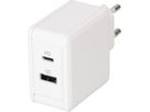 adattatore di ricarica rapida USB 1x USB-C PD 1x USB-A 30W bianco