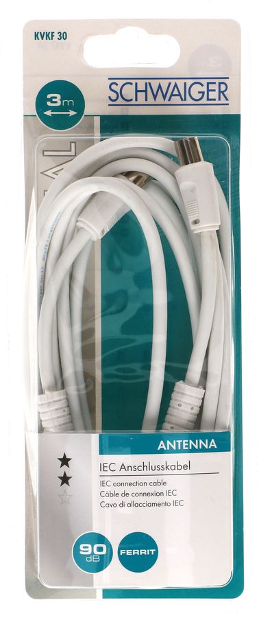 câble de raccordement 90dB 3m blanc noyau de ferrite