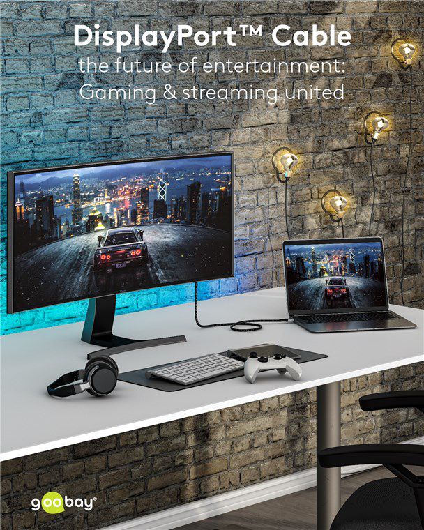 DisplayPort 1.4 câble de racc. 2m fiche métallique +câble textile