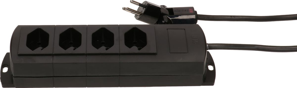 multiprise Prime Line 4x type 13 noir 3m clip-clap