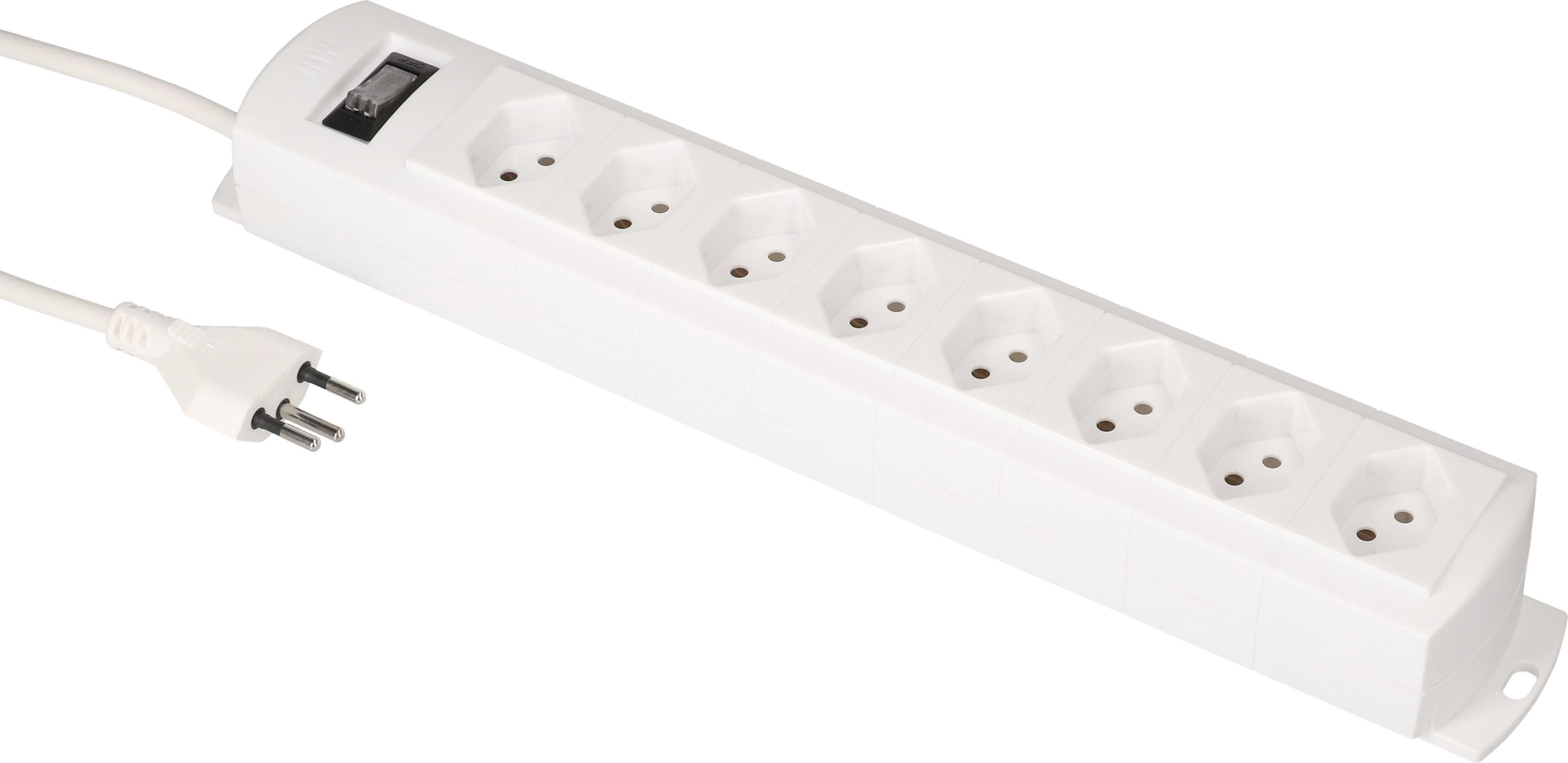 multiprise Prime Line 8x type 13 blanc interrupteur 3m