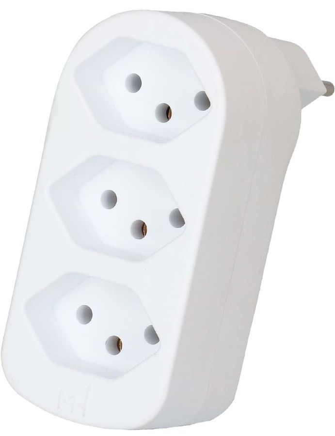 Abzweigstecker ADAPT 3x Typ 13 weiss drehbar Green+Fair