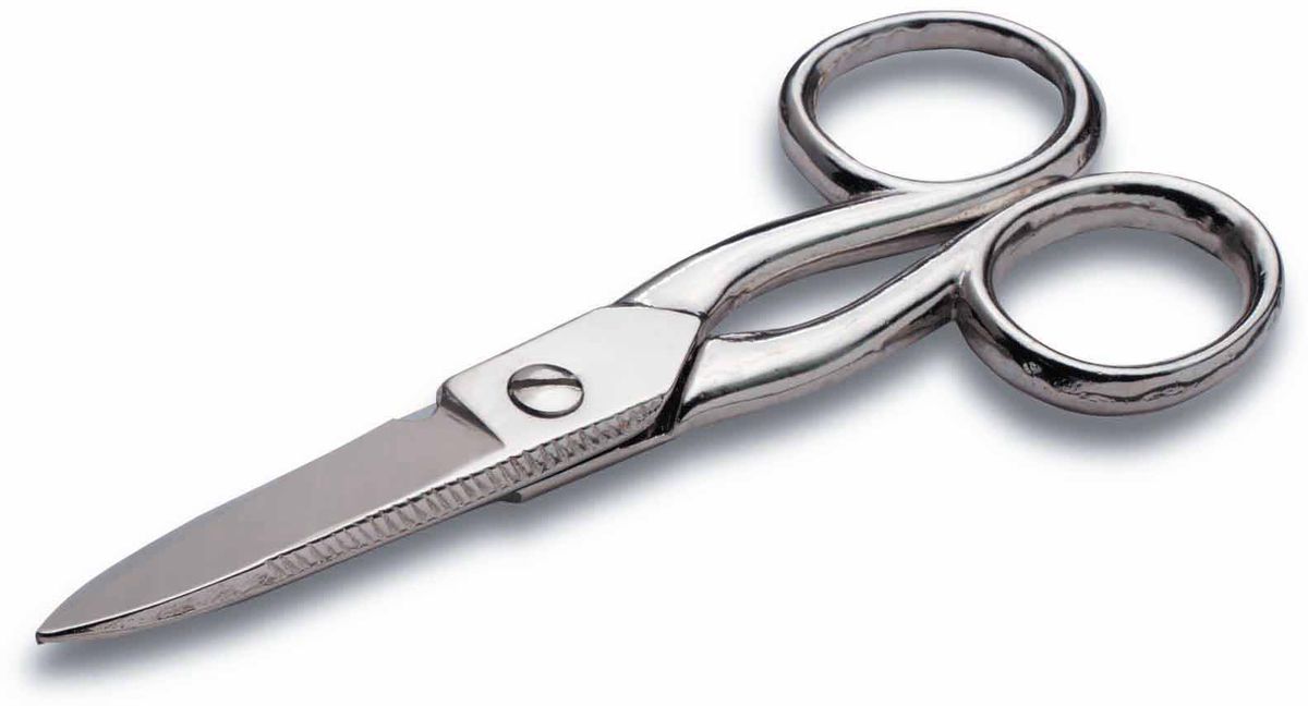 Ciseaux tél. avec lame dentelée nickelé brillant taille 130mm