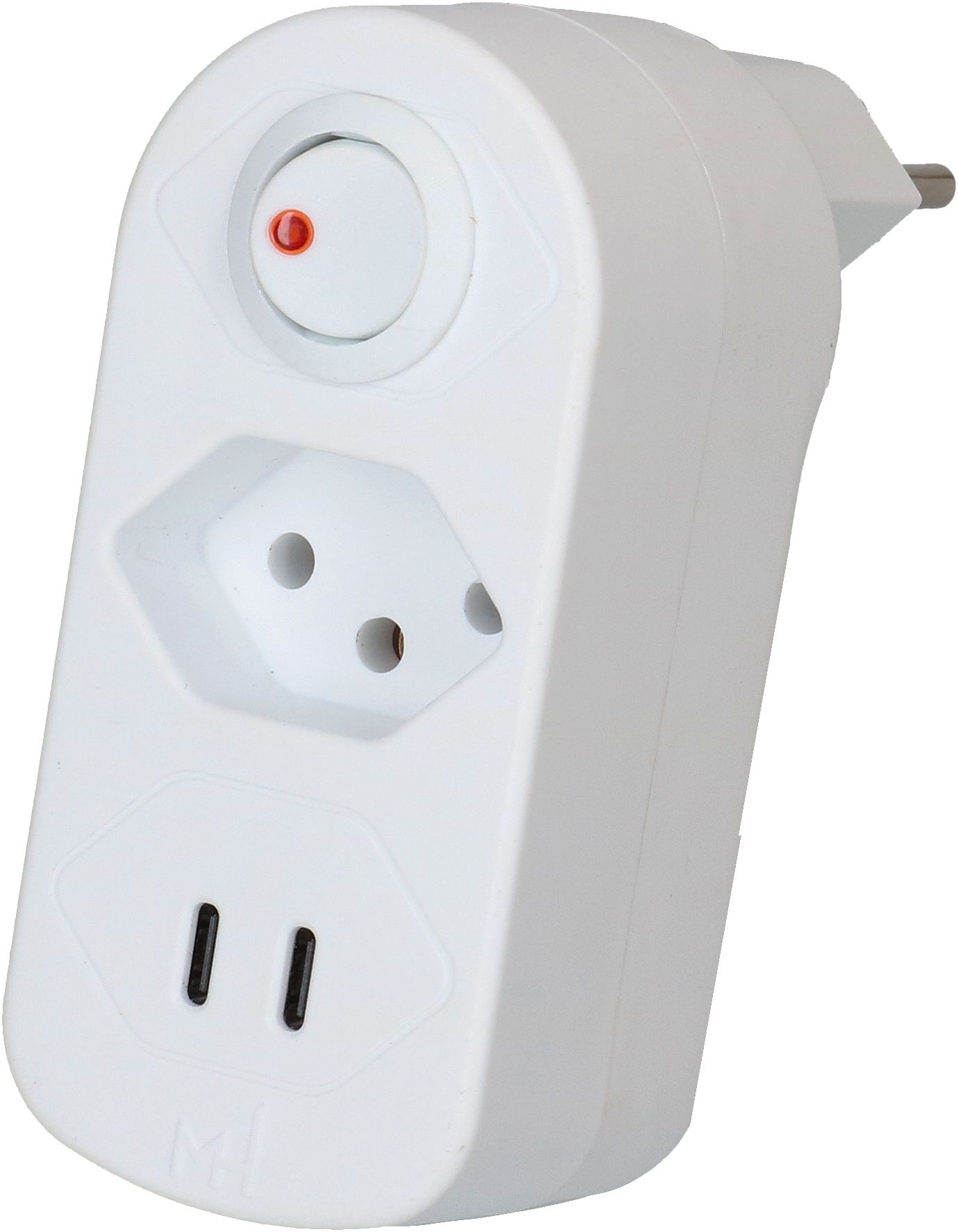 Abzweigstecker ADAPT 1x Typ 13 USB-C/C 20W ws drehbar Green+Fair