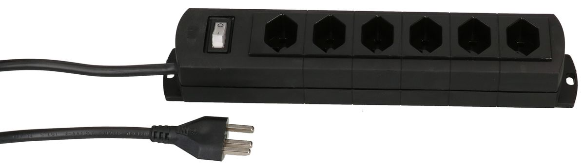 multiprise Prime Line 6x type 23 noir interrupteur 3m